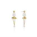 earrings, pearl, gold, chain, studs, summer thumbnail