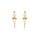 earrings, pearls, gold, chain thumbnail