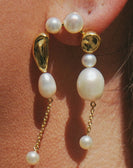 pearl, earrings, beach, summer, jewelry, chain, gold, statement thumbnail