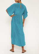 turquoise silk maxi dress thumbnail