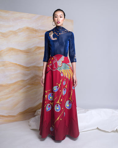 Phoenix-painted Gown Dress