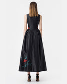 Rose Garden-painted  Sleeveless Black Gown Dress thumbnail