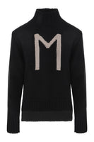 TURTLE NECK LETTER SWEATER IN BLACK thumbnail