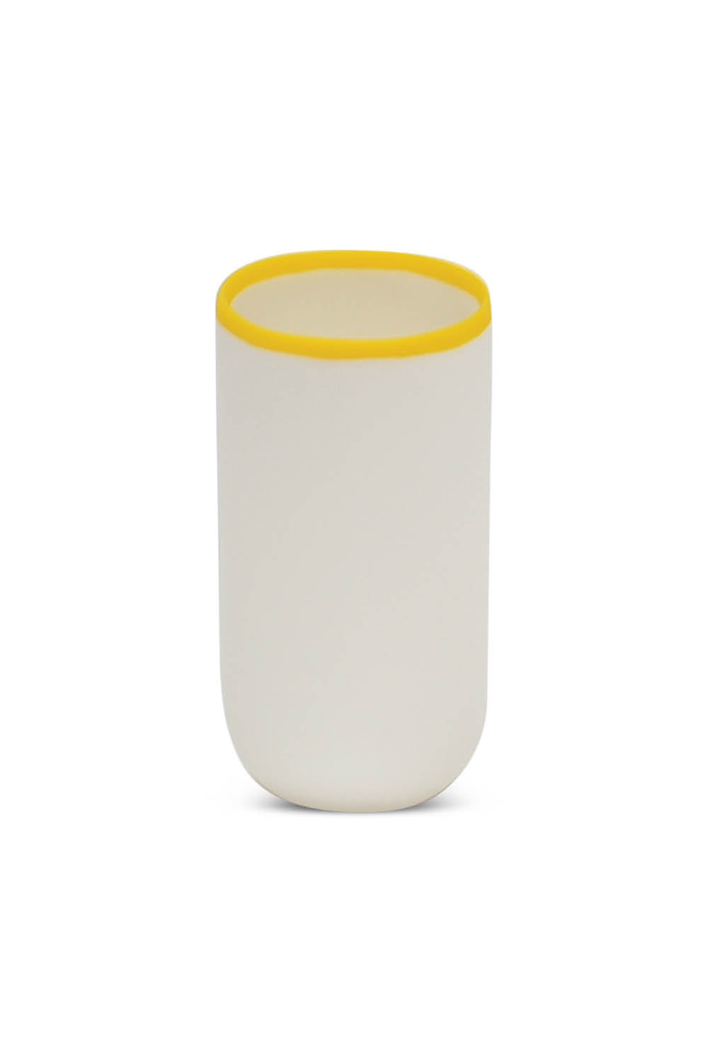 LIGNE Tall Cup in White With Sunshine Yellow Rim