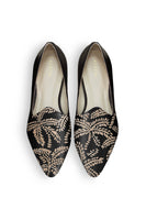 Beige Abstract Palms Black Loafer thumbnail