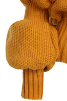 FRINGES POUF SLEEVE CARDIGAN IN MUSTARD thumbnail