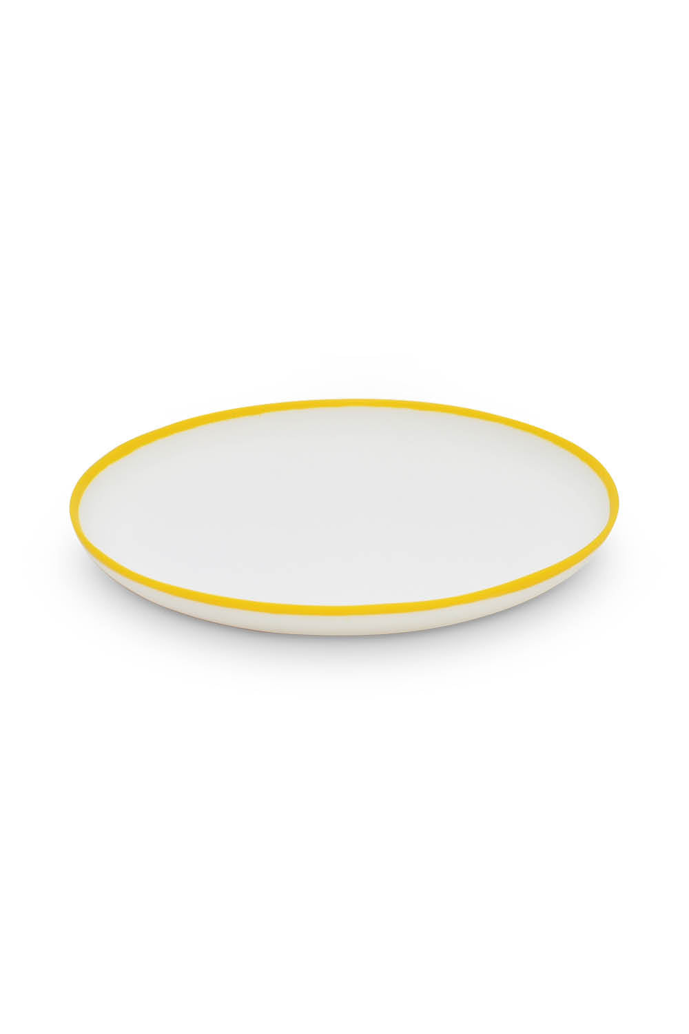 LIGNE Large Platter in White With Sunshine Yellow Rim