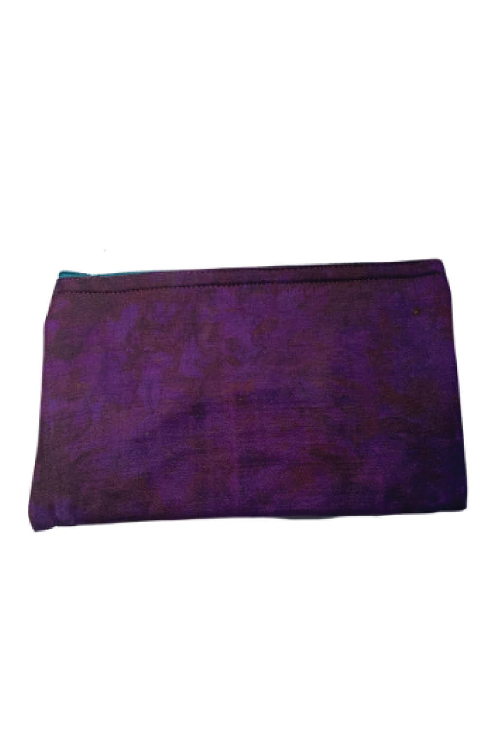 Silk Pouches with purples and rust tones with aqua zipper