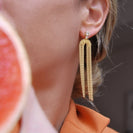 earrings, studs, fringe, chain, gold thumbnail