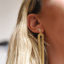 earrings, studs, fringe, chain, gold thumbnail