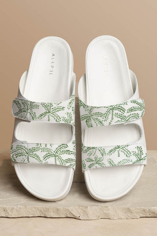 Emerald Abstract Palms White Sandal